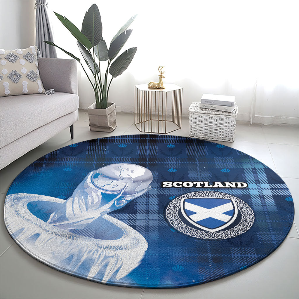 Scotland Football Round Carpet Ice Hole Celtic Thistle Tartan Flower Patterns