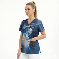Custom Scotland Football Scrub Top Ice Hole Celtic Thistle Tartan Flower Patterns