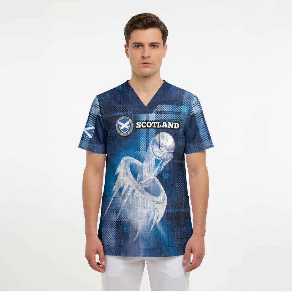 Custom Scotland Football Scrub Top Ice Hole Celtic Thistle Tartan Flower Patterns