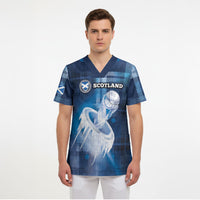 Custom Scotland Football Scrub Top Ice Hole Celtic Thistle Tartan Flower Patterns