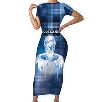 Custom Scotland Football Short Sleeve Bodycon Dress Ice Hole Celtic Thistle Tartan Flower Patterns