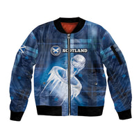 Custom Scotland Football Sleeve Zip Bomber Jacket Ice Hole Celtic Thistle Tartan Flower Patterns