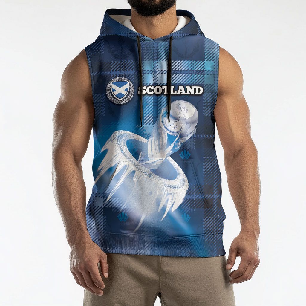 Custom Scotland Football Sleeveless Hoodie Ice Hole Celtic Thistle Tartan Flower Patterns