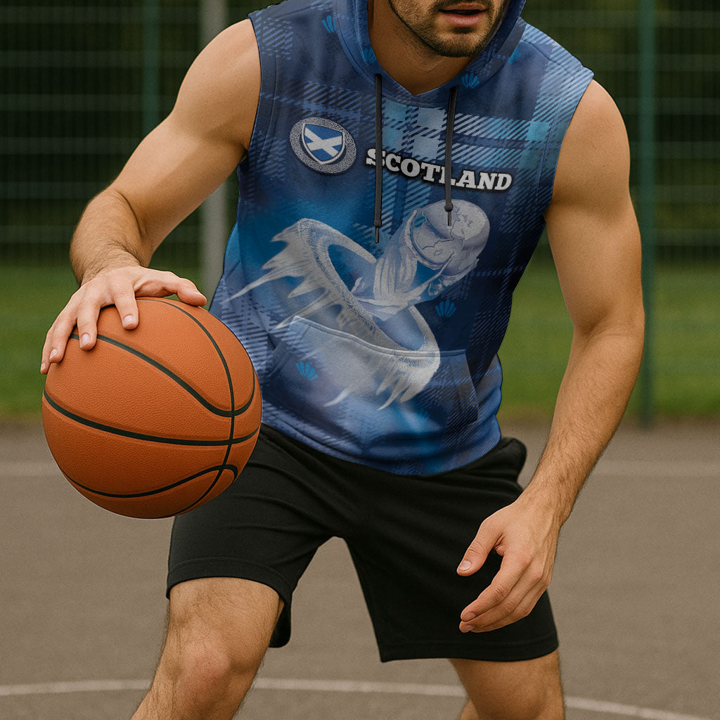 Custom Scotland Football Sleeveless Hoodie Ice Hole Celtic Thistle Tartan Flower Patterns