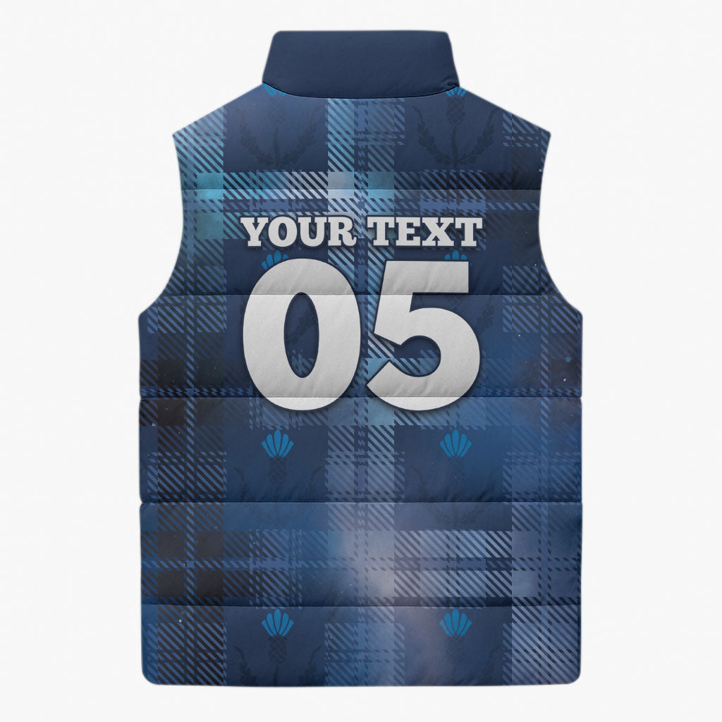 Custom Scotland Football Sleeveless Puffer Jacket Ice Hole Celtic Thistle Tartan Flower Patterns