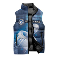 Custom Scotland Football Sleeveless Puffer Jacket Ice Hole Celtic Thistle Tartan Flower Patterns