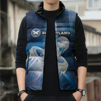 Custom Scotland Football Sleeveless Puffer Jacket Ice Hole Celtic Thistle Tartan Flower Patterns