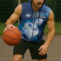Custom Scotland Football Sleeveless Zip Hoodie Ice Hole Celtic Thistle Tartan Flower Patterns