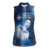 Custom Scotland Football Women Sleeveless Polo Shirt Ice Hole Celtic Thistle Tartan Flower Patterns