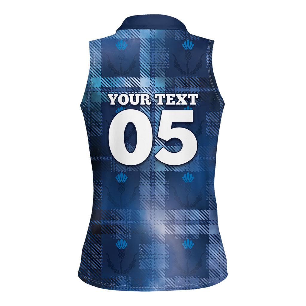 Custom Scotland Football Women Sleeveless Polo Shirt Ice Hole Celtic Thistle Tartan Flower Patterns