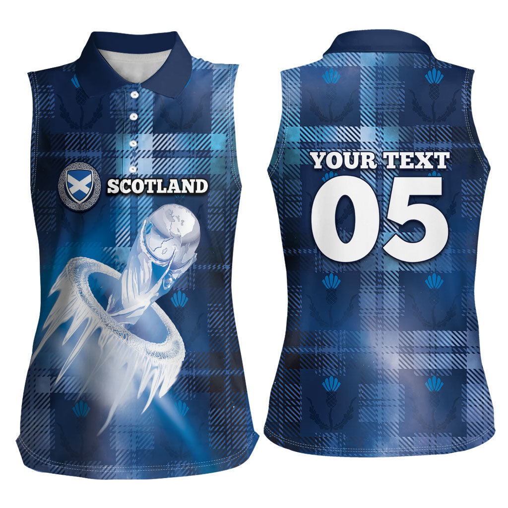 Custom Scotland Football Women Sleeveless Polo Shirt Ice Hole Celtic Thistle Tartan Flower Patterns