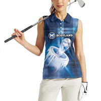 Custom Scotland Football Women Sleeveless Polo Shirt Ice Hole Celtic Thistle Tartan Flower Patterns