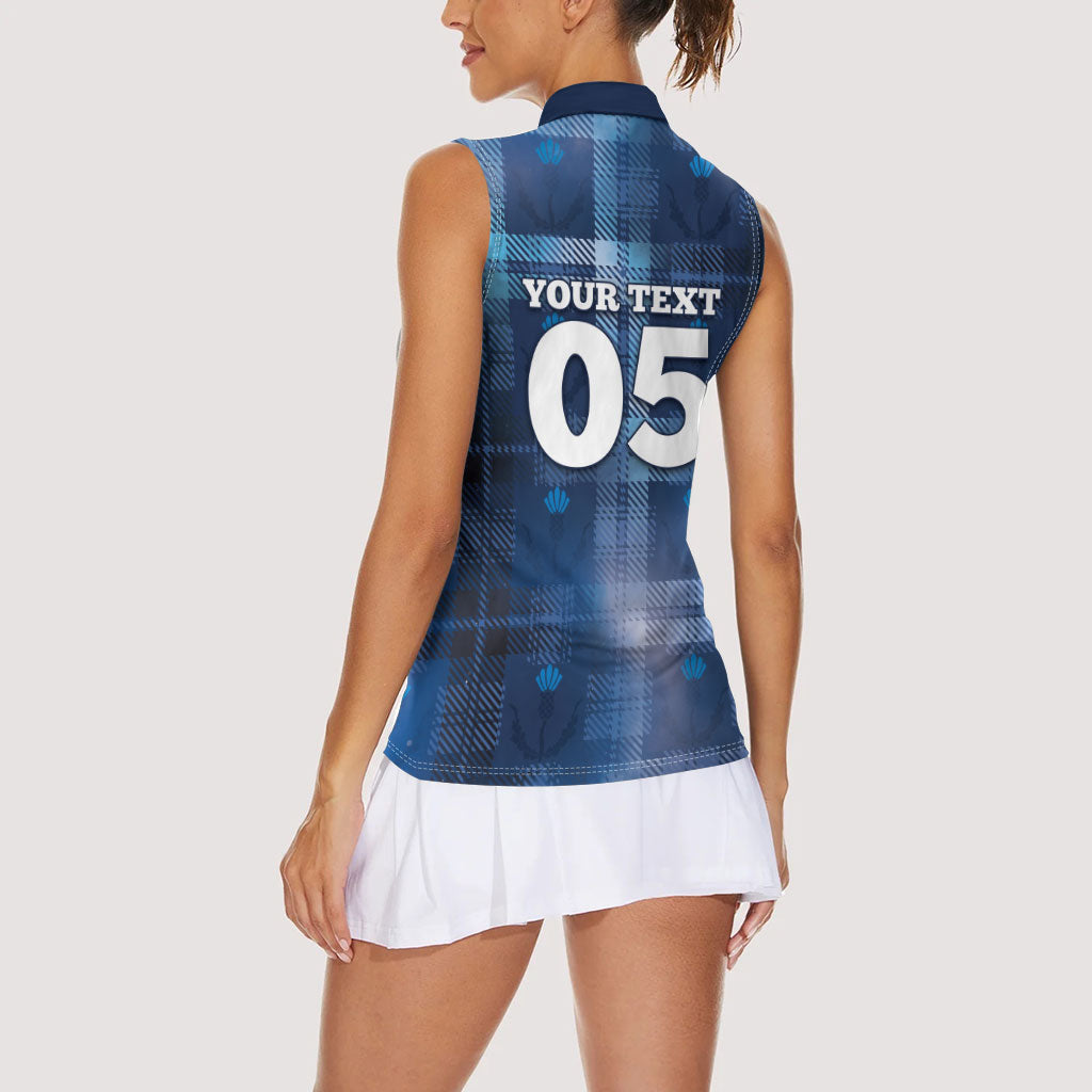 Custom Scotland Football Women Sleeveless Polo Shirt Ice Hole Celtic Thistle Tartan Flower Patterns