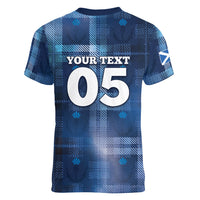 Custom Scotland Football Women V-Neck T-Shirt Ice Hole Celtic Thistle Tartan Flower Patterns