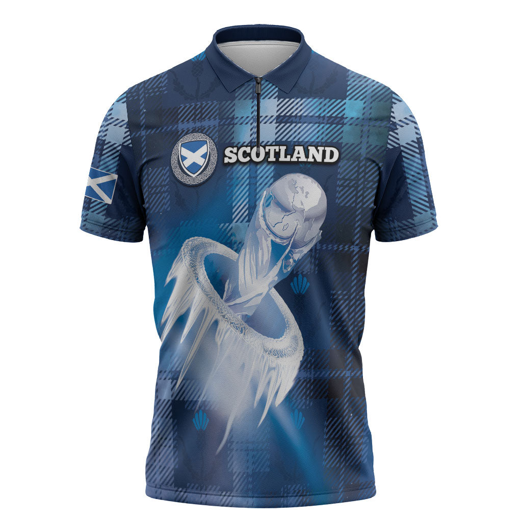 Custom Scotland Football Zipper Polo Shirt Ice Hole Celtic Thistle Tartan Flower Patterns