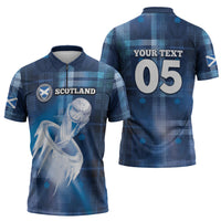 Custom Scotland Football Zipper Polo Shirt Ice Hole Celtic Thistle Tartan Flower Patterns