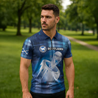 Custom Scotland Football Zipper Polo Shirt Ice Hole Celtic Thistle Tartan Flower Patterns