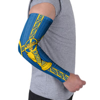 Custom Sweden Football Arm Sleeves Three Crowns Golden DNA Trophy
