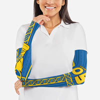 Custom Sweden Football Arm Sleeves Three Crowns Golden DNA Trophy