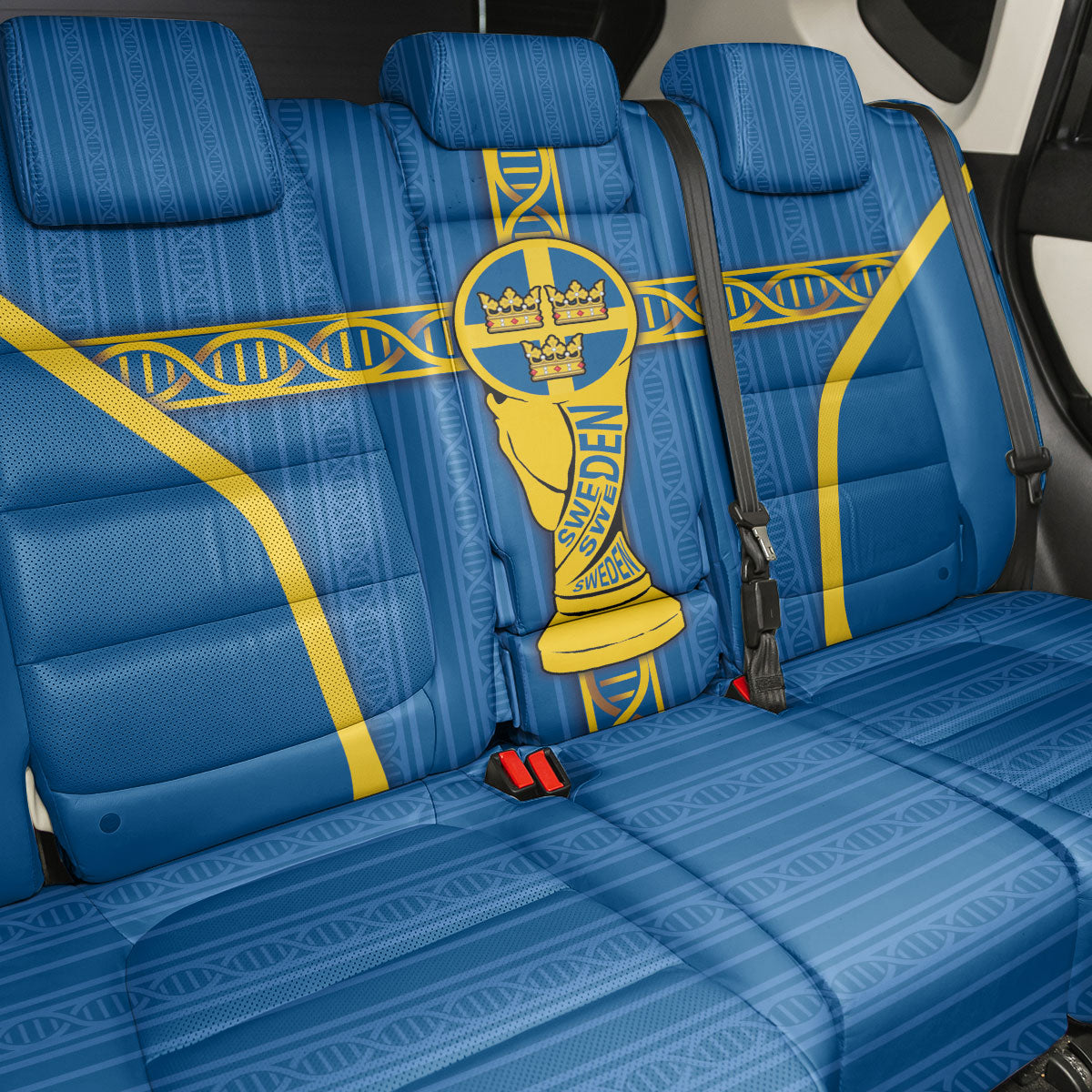 Sweden Football Back Car Seat Cover Three Crowns Golden DNA Trophy