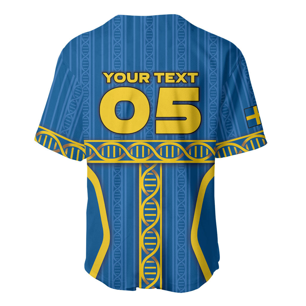 Custom Sweden Football Baseball Jersey Three Crowns Golden DNA Trophy