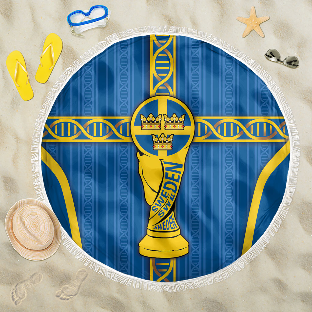 Sweden Football Beach Blanket Three Crowns Golden DNA Trophy