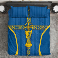 Sweden Football Bedding Set Three Crowns Golden DNA Trophy
