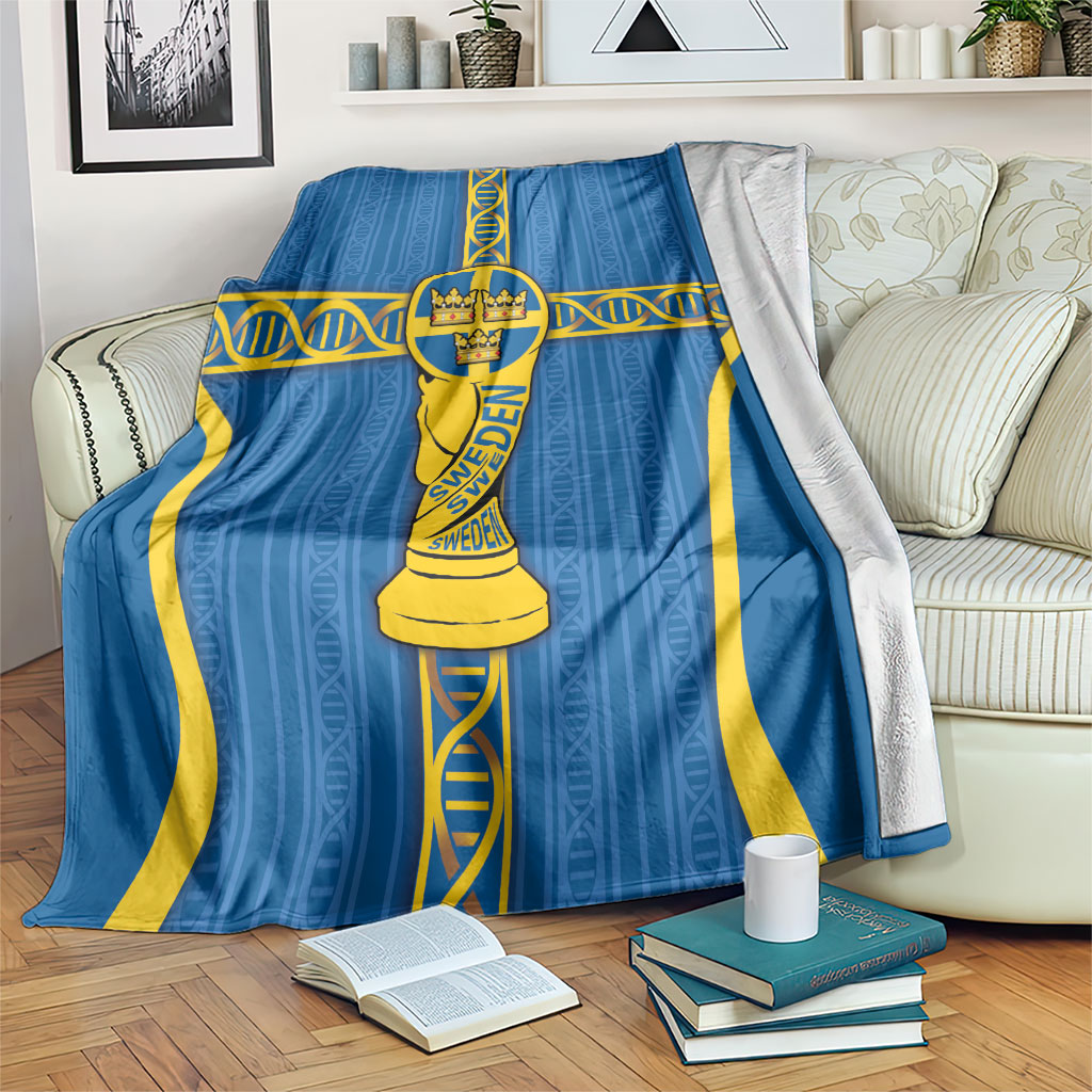 Sweden Football Blanket Three Crowns Golden DNA Trophy