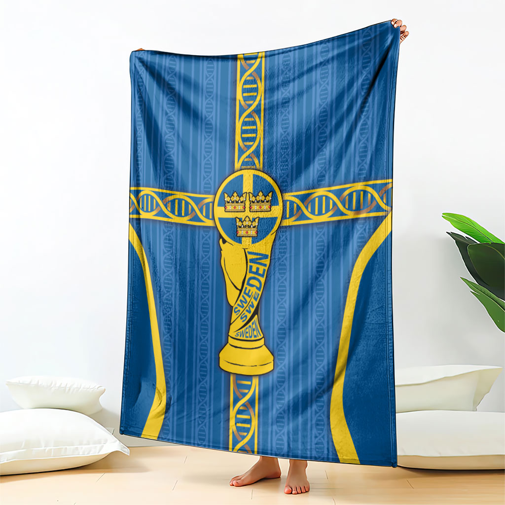Sweden Football Blanket Three Crowns Golden DNA Trophy
