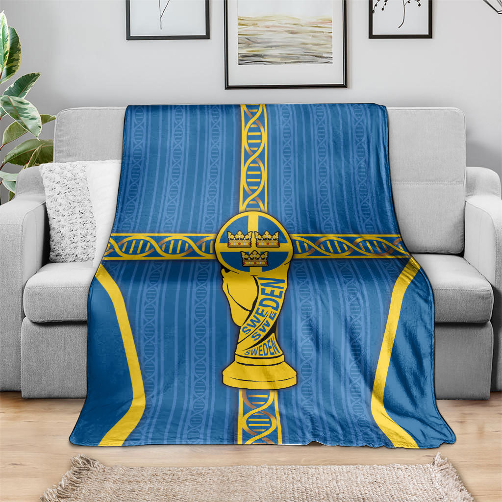 Sweden Football Blanket Three Crowns Golden DNA Trophy