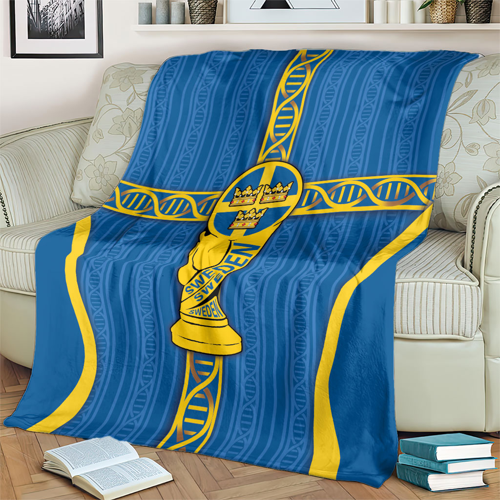Sweden Football Blanket Three Crowns Golden DNA Trophy