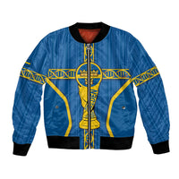 Custom Sweden Football Bomber Jacket Three Crowns Golden DNA Trophy