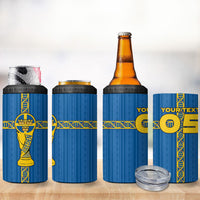 Custom Sweden Football 4 in 1 Can Cooler Tumbler Three Crowns Golden DNA Trophy