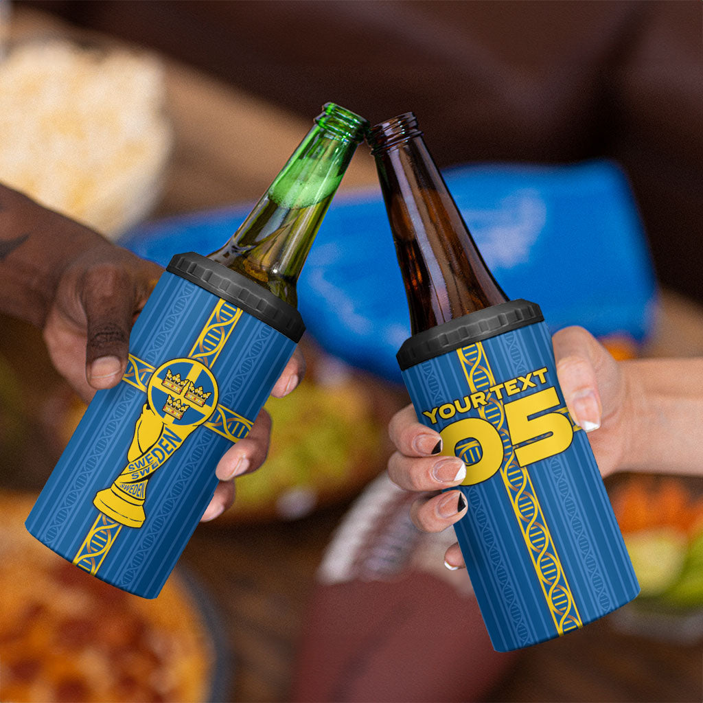 Custom Sweden Football 4 in 1 Can Cooler Tumbler Three Crowns Golden DNA Trophy