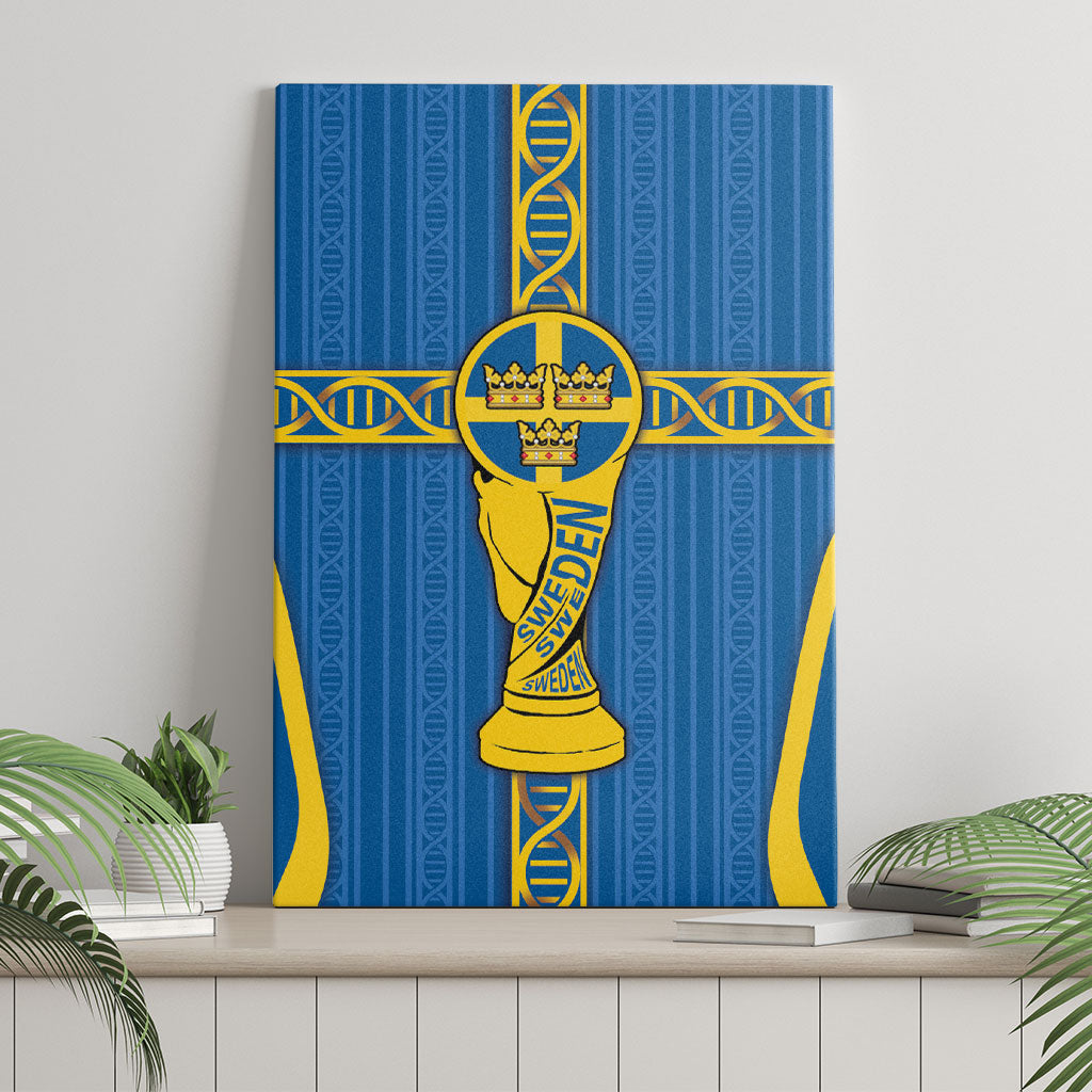 Sweden Football Canvas Wall Art Three Crowns Golden DNA Trophy