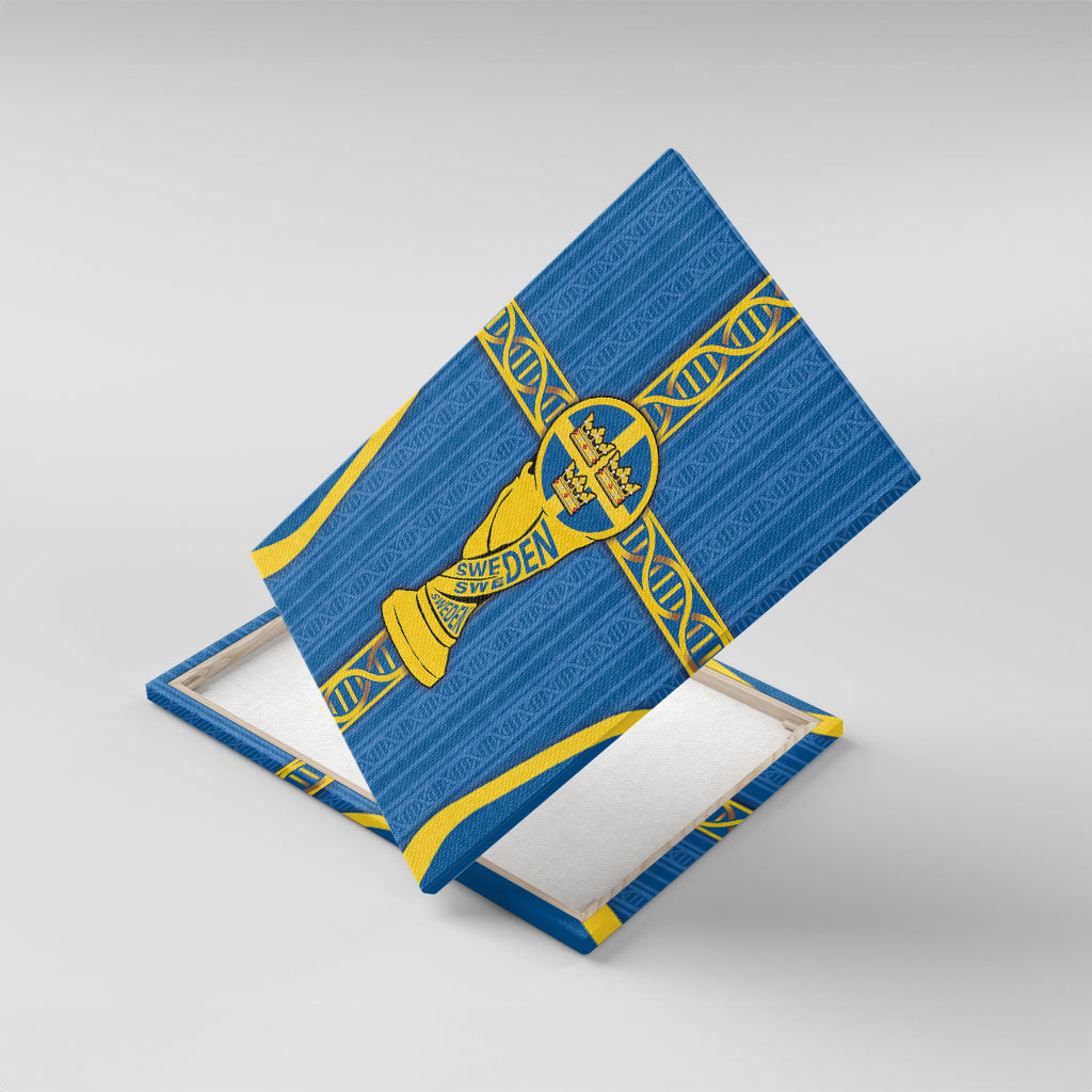 Sweden Football Canvas Wall Art Three Crowns Golden DNA Trophy