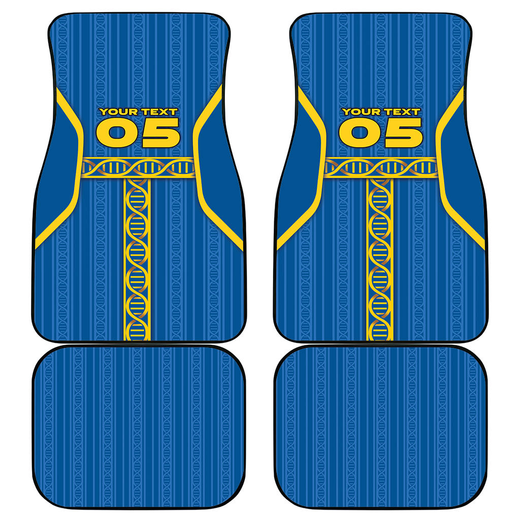Custom Sweden Football Car Mats Three Crowns Golden DNA Trophy