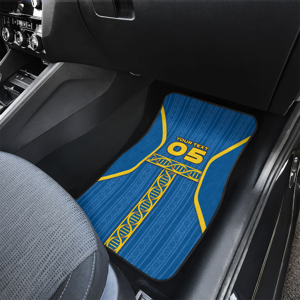 Custom Sweden Football Car Mats Three Crowns Golden DNA Trophy