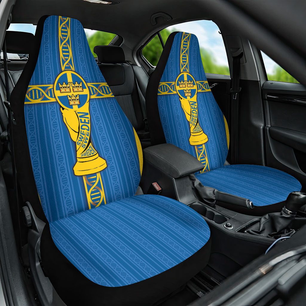 Sweden Football Car Seat Cover Three Crowns Golden DNA Trophy
