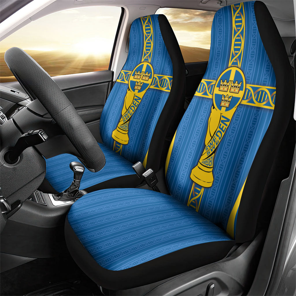Sweden Football Car Seat Cover Three Crowns Golden DNA Trophy