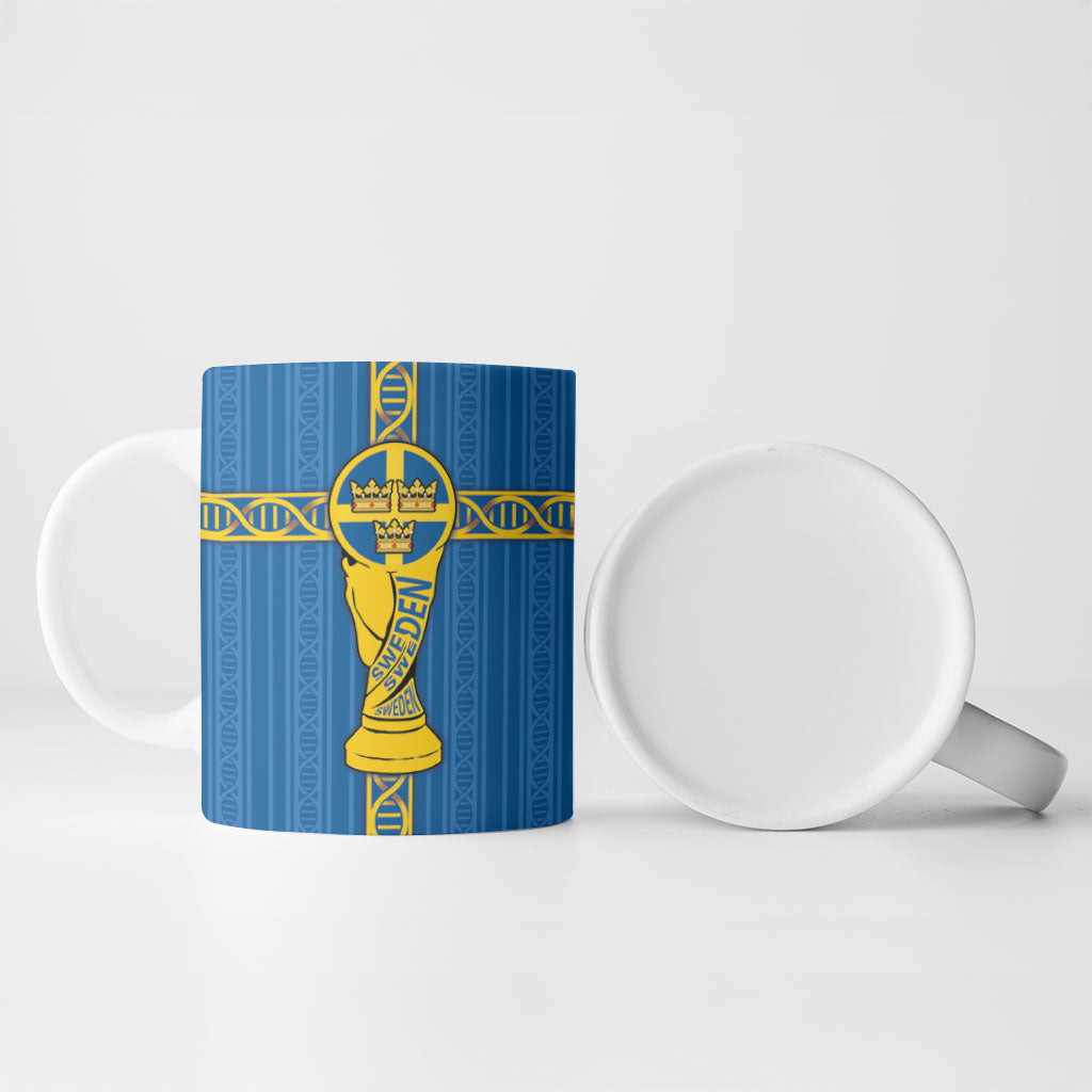 Custom Sweden Football Ceramic Mug Three Crowns Golden DNA Trophy