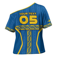 Custom Sweden Football Cross Shoulder Shirt Three Crowns Golden DNA Trophy