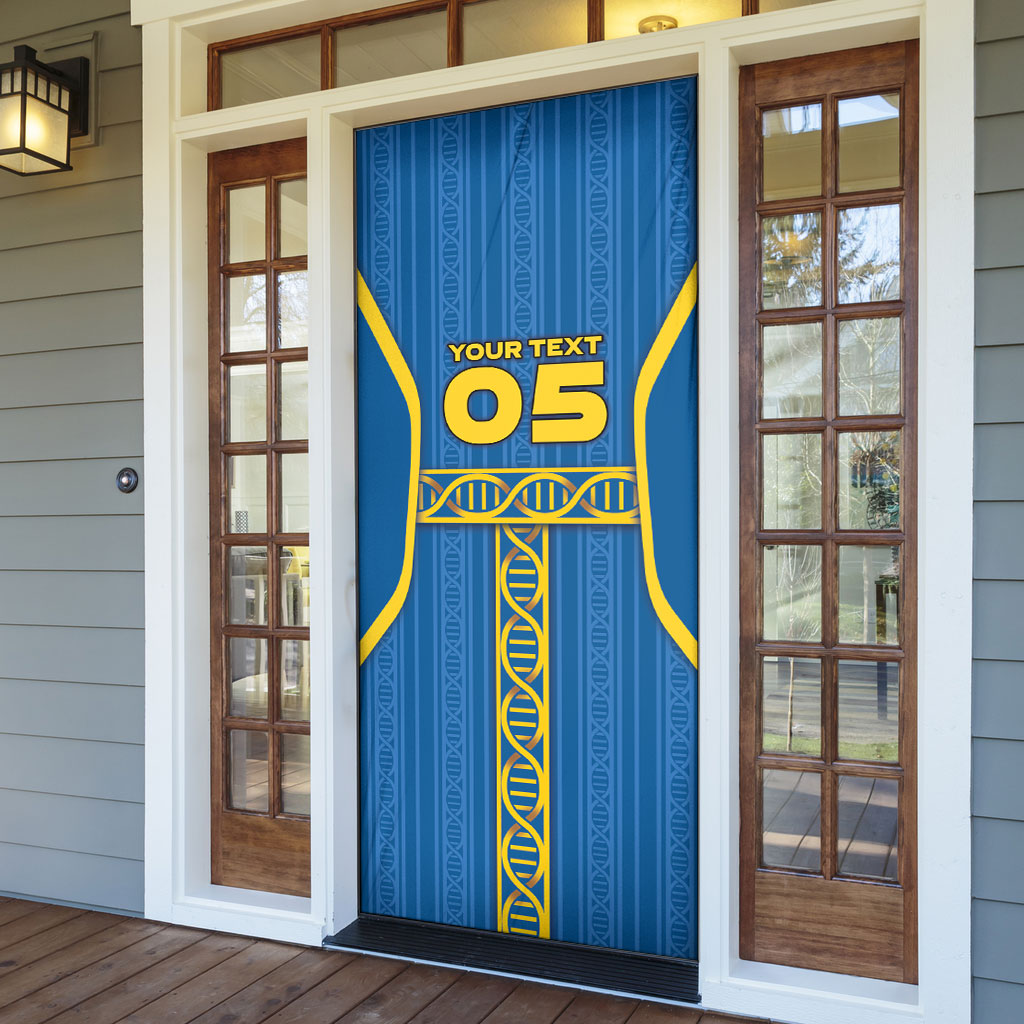 Custom Sweden Football Door Cover Three Crowns Golden DNA Trophy