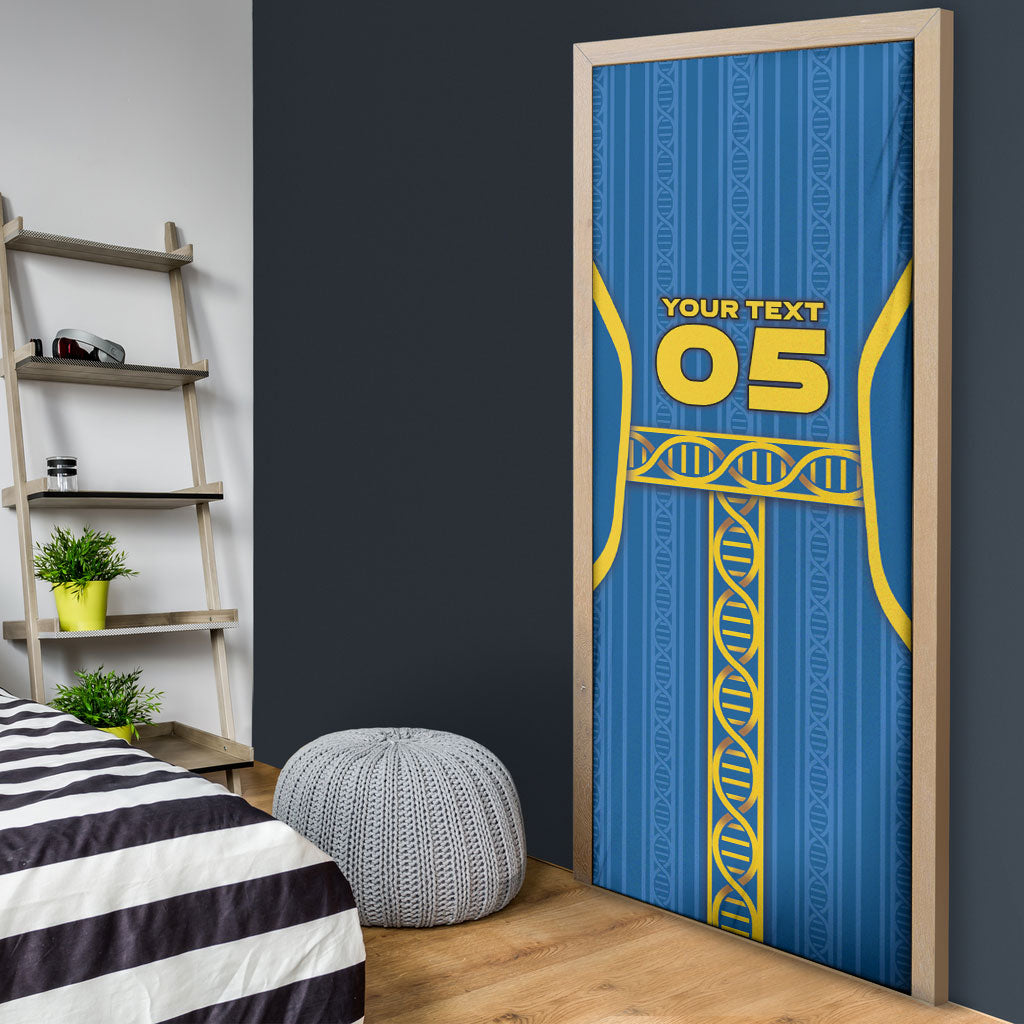 Custom Sweden Football Door Cover Three Crowns Golden DNA Trophy