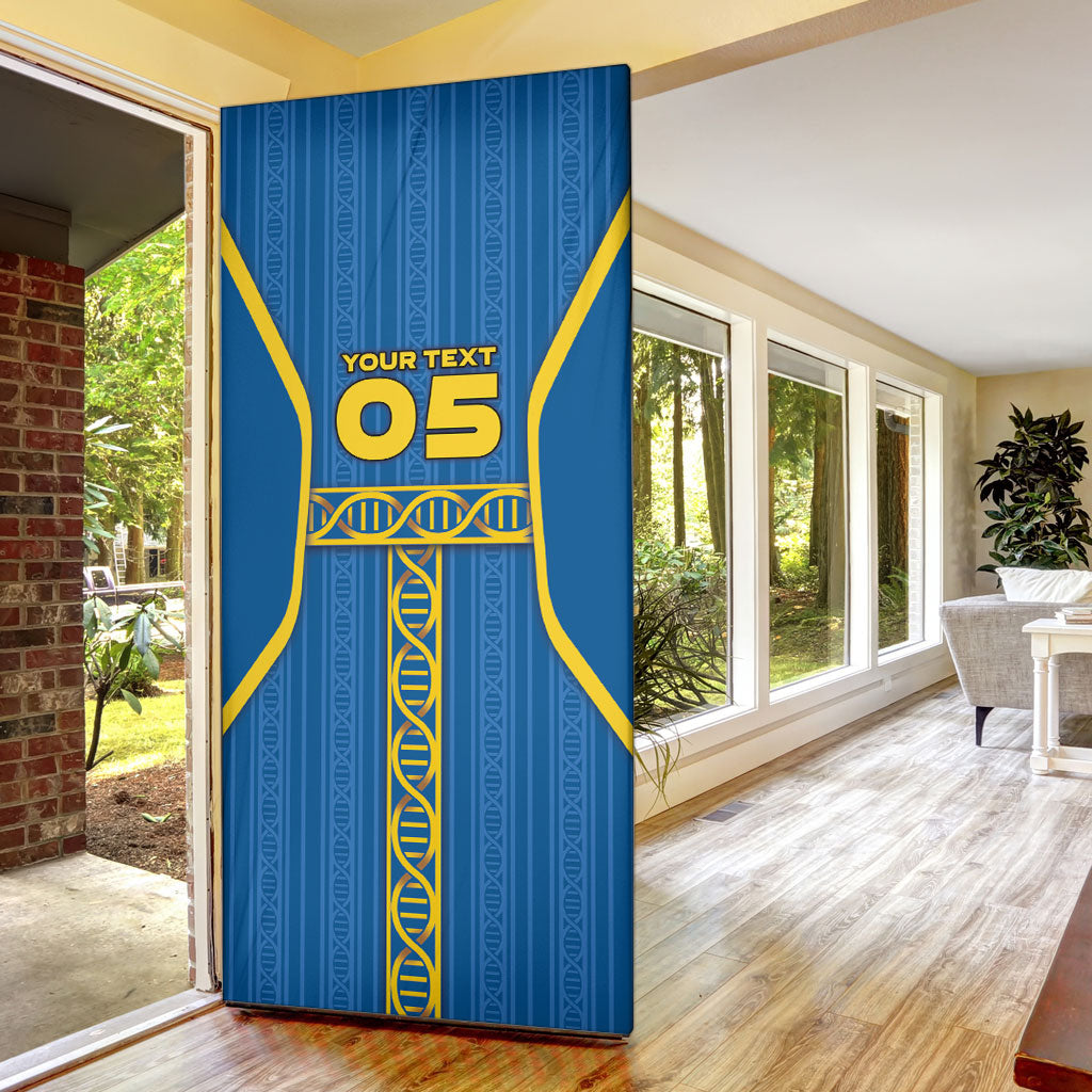 Custom Sweden Football Door Cover Three Crowns Golden DNA Trophy