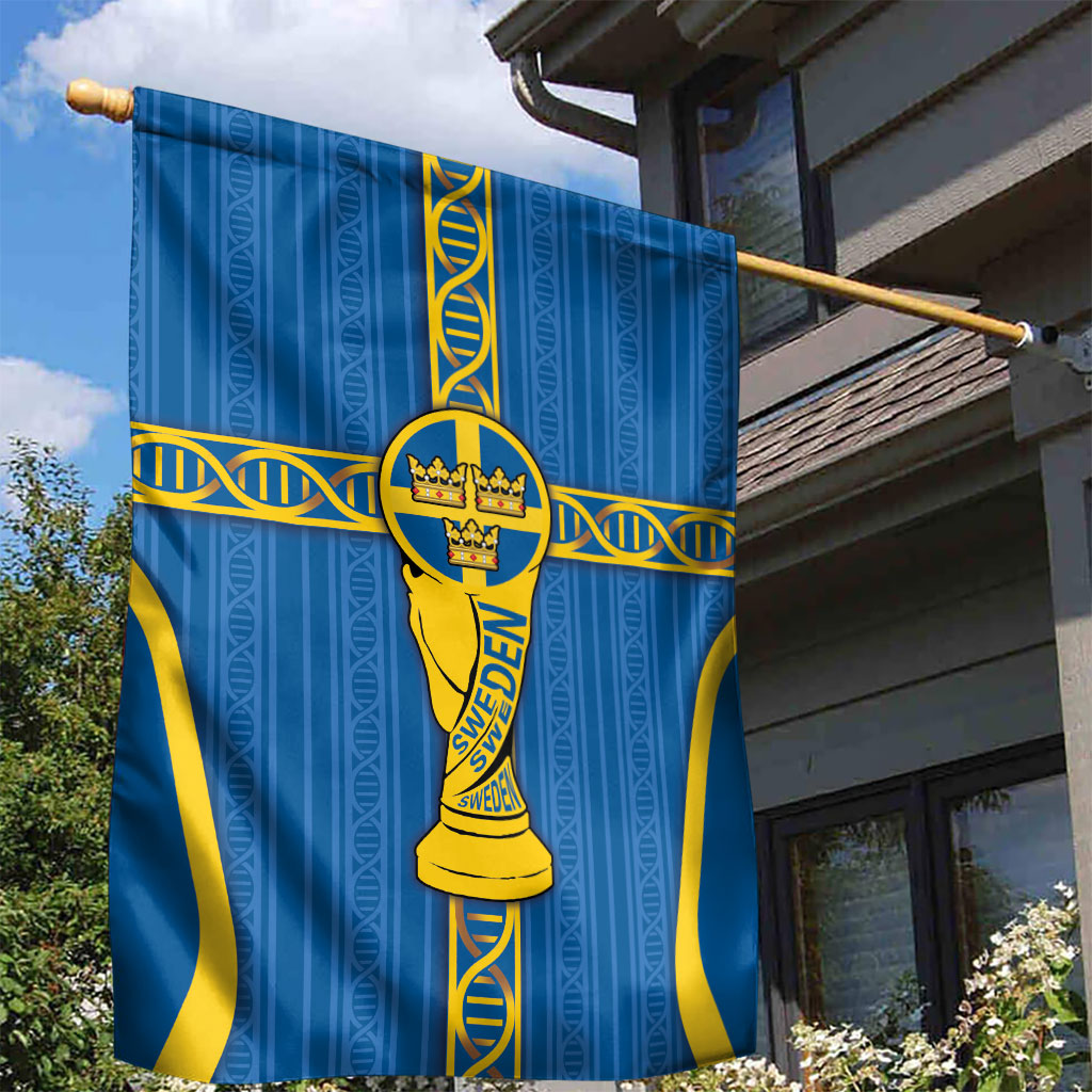 Sweden Football Garden Flag Three Crowns Golden DNA Trophy