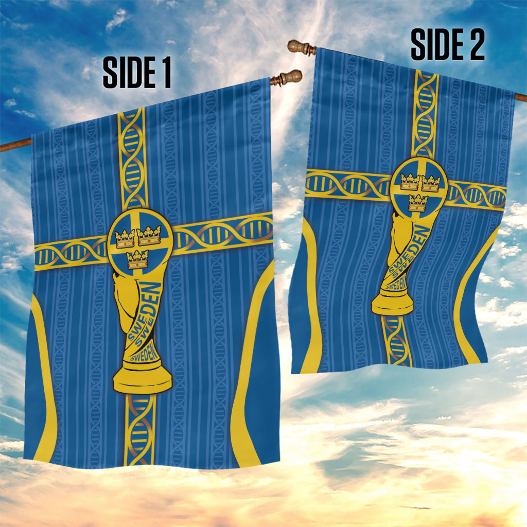 Sweden Football Garden Flag Three Crowns Golden DNA Trophy