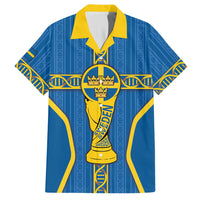 Custom Sweden Football Hawaiian Shirt Three Crowns Golden DNA Trophy