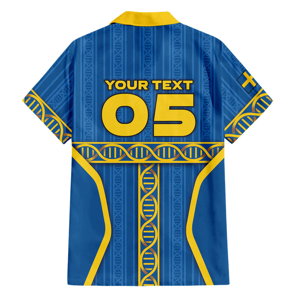 Custom Sweden Football Hawaiian Shirt Three Crowns Golden DNA Trophy
