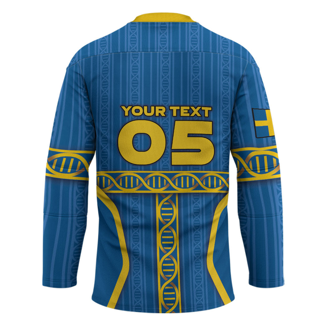 Custom Sweden Football Hockey Jersey Three Crowns Golden DNA Trophy